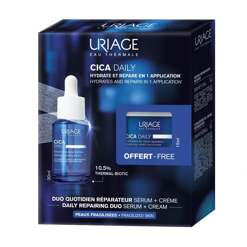 Uriage Cica-Daily Intense Repair Serum, 30 ml + Cica Daily Concentrated Repair Cream, 15 ml