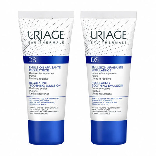 Uriage DS Emulsione Lenitiva 40 ml senza profumo, confezione da 2