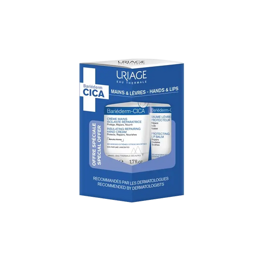 Uriage Promo Bariéderm-Cica Crema mani, 50 Ml + Balsamo labbra 15 Ml