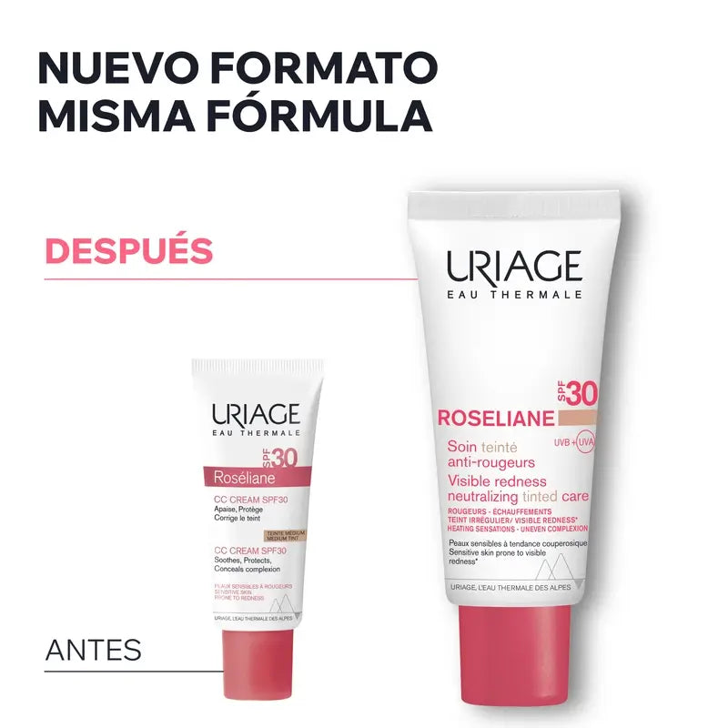 Uriage Roséliane Cc Crema Spf30 Crema colorata per pelli sensibili, arrossate, rosacee e iperreattive, 40 ml