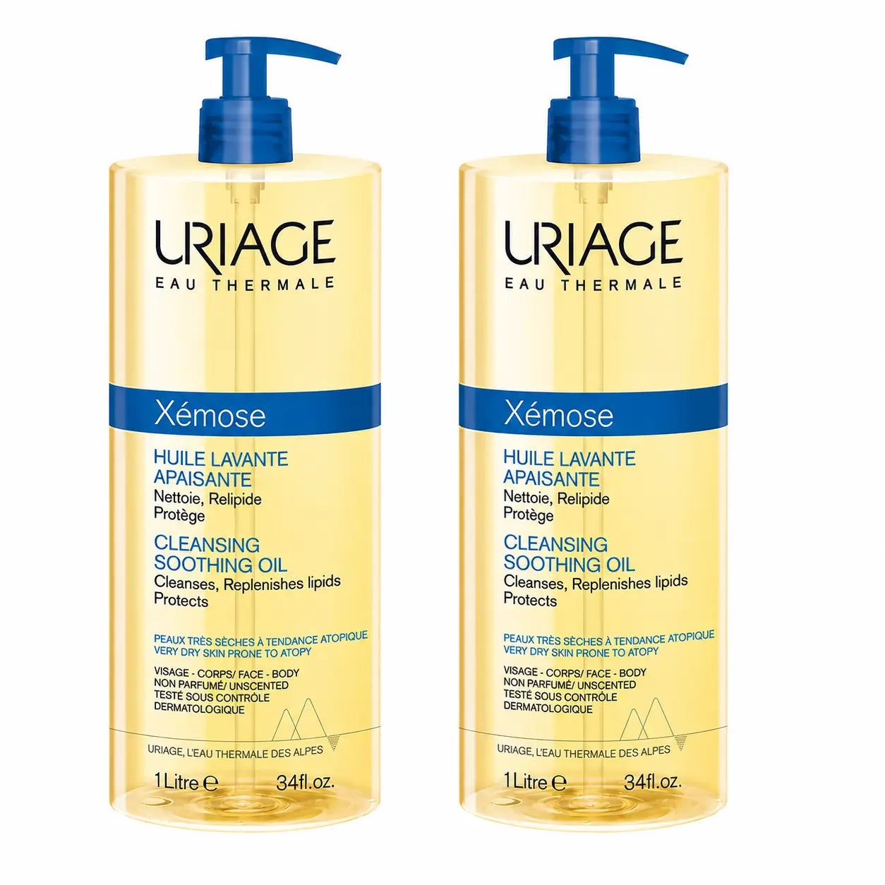 Uriage Xemose C8+ Olio detergente anti-prurito 1000 ml, confezione da 2