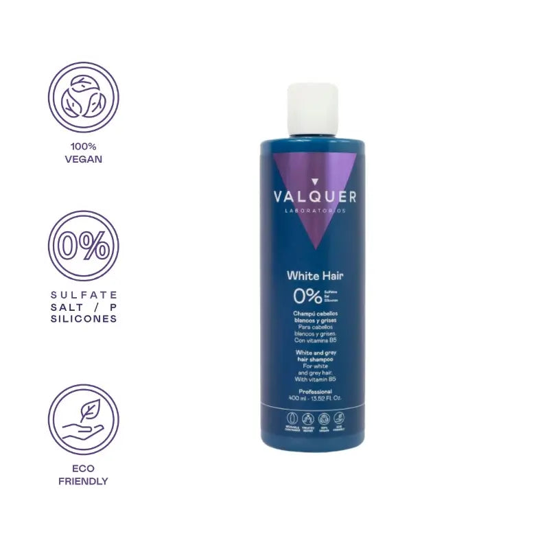 Valquer Hair Care Shampoo per capelli bianchi e grigi, 400 ml