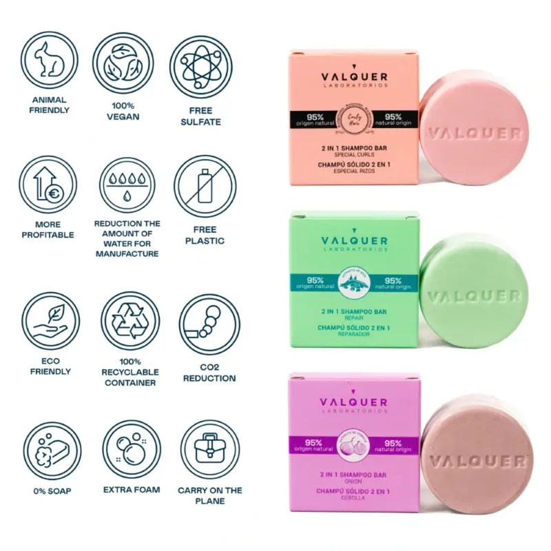Valquer Cura dei capelli Shampoo 2 In 1 Speciale Ricci 70 G, 70 gr