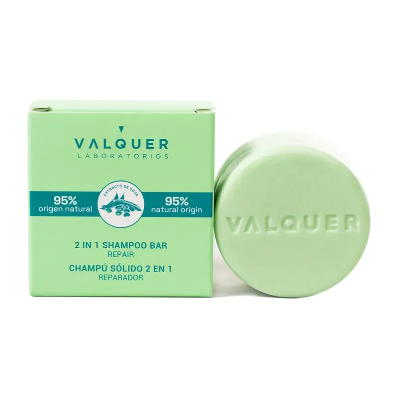 Valquer Hair Care 2 In 1 Shampoo solido riparatore, 70 gr