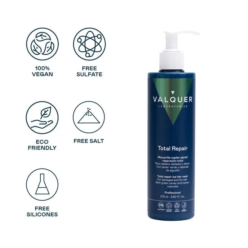 Valquer Hair Care Maschera glaciale per capelli Riparazione totale, 275 ml