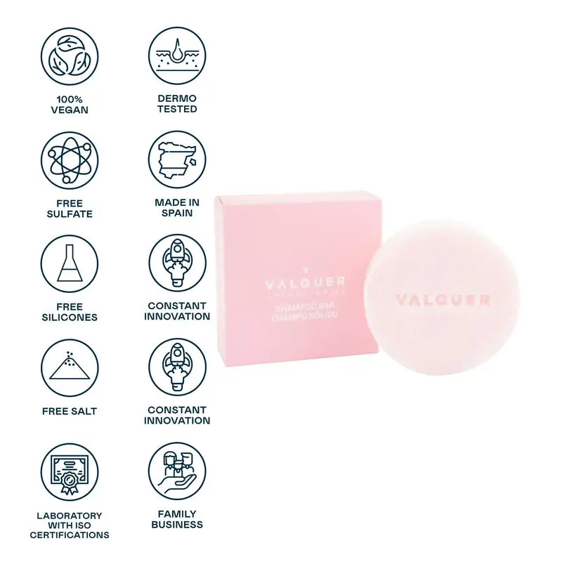 Valquer Hair Care Petal Shampoo solido per capelli secchi, 50 gr