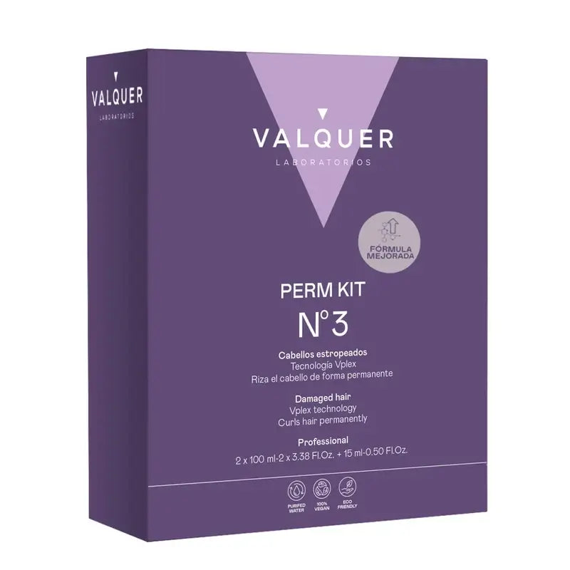 Valquer Professional Perming Kit Nº3 - Capelli danneggiati - Recupera, arriccia e ripara , 210 ml
