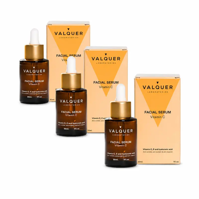 Valquer Skin Care Siero viso alla vitamina C, confezione da 3 x 30 ml