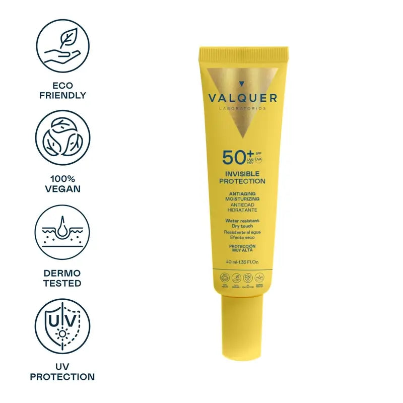 Valquer Protezione solare viso 50+ Protezione invisibile, 40 ml
