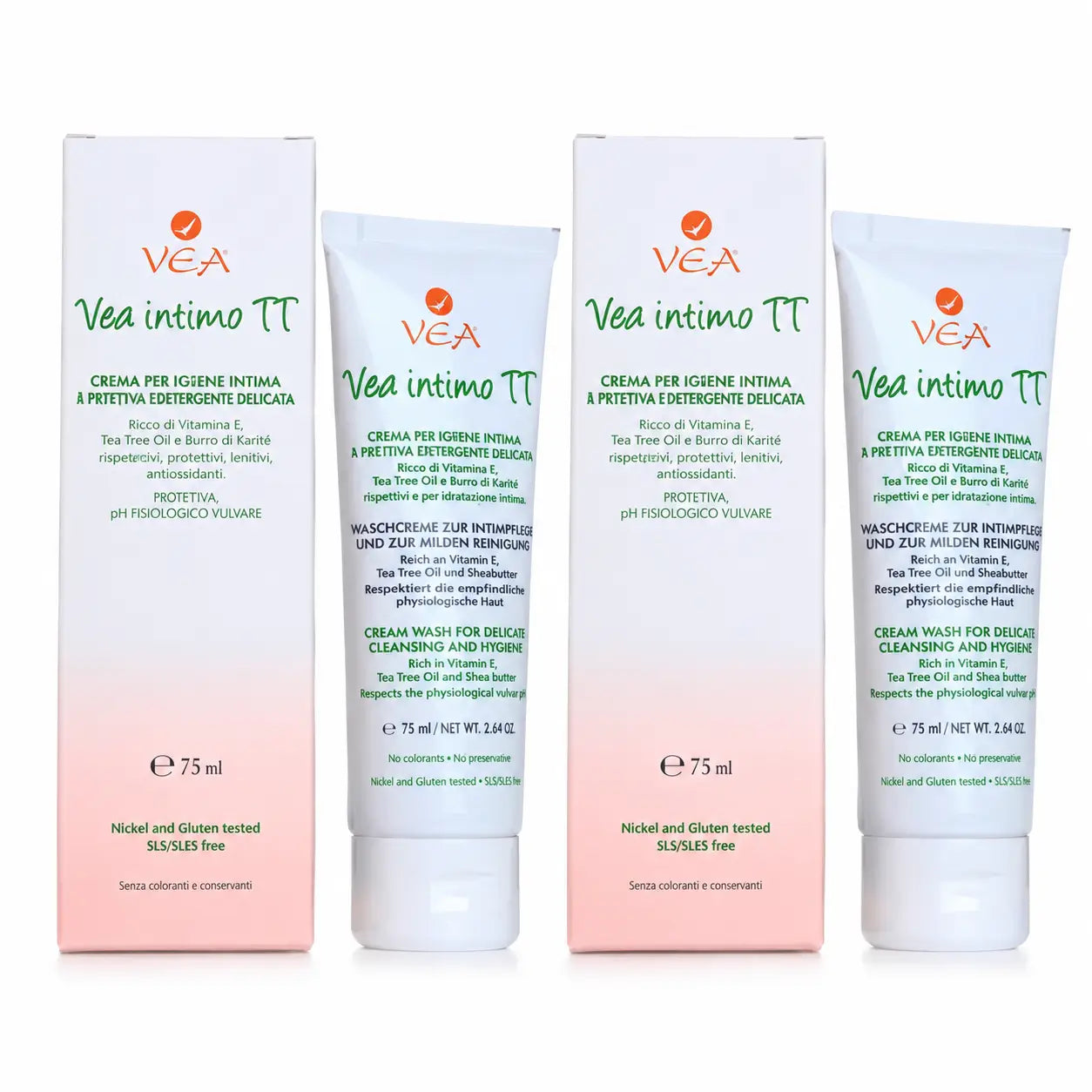 Vedi Intimo Tt Crema per l'igiene intima 75 ml, confezione da 2