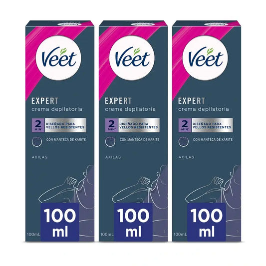 Veet Crema depilatoria per donne Ascelle e zona bikini Roll-On, 3x100ml