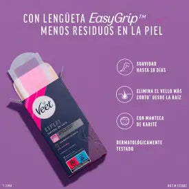 Veet Expert Cera a Freddo Strisce di cera depilatoria per gambe, 16 strisce