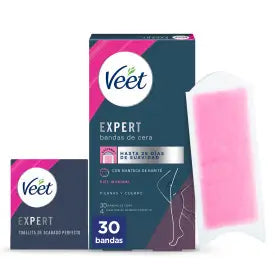 Veet Expert strisce di cera depilatoria a freddo, con burro di karité, 30 strisce