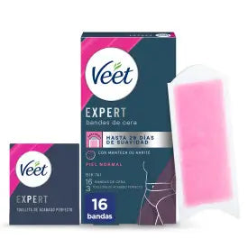 Veet Expert Shea Butter Cold Depilatory Wax Strips with Shea Butter, 16 Strips