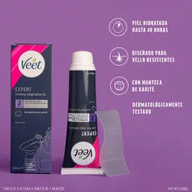 Veet Expert Crema Depilatoria per Donne, con Burro di Karité, 100ml