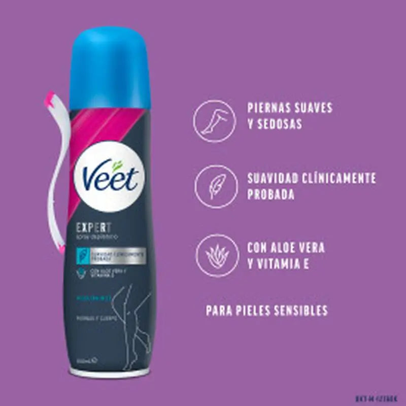 Veet Expert Spray Depilatorio Corpo e Gambe Pelle Sensibile, 150ml