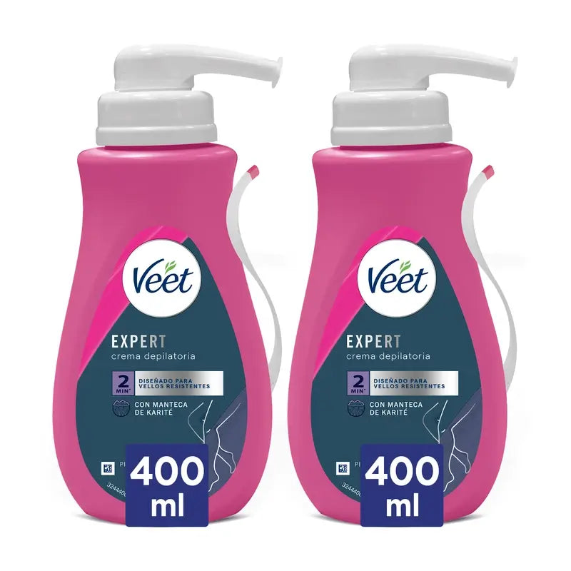 Veet Pack Crema Depilatoria Pelle Normale e Secca con Dispenser, 2 X 400 ml