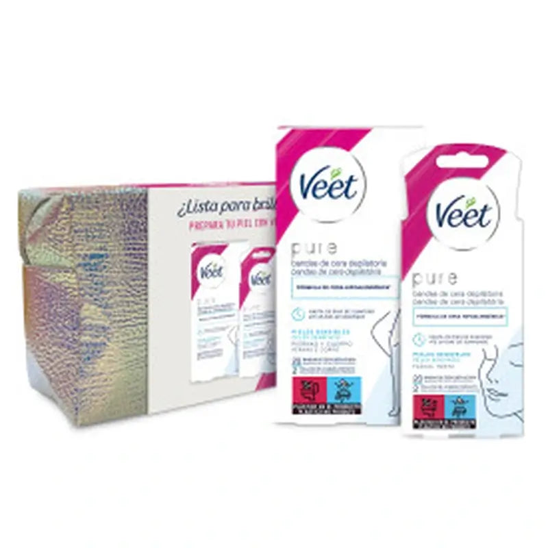 VEET Pure Toilet Bag Strisce di cera depilatoria (20 viso + 20 corpo)
