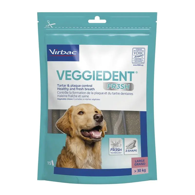 Virbac Veggiedent Fr3sh L, Snack dentale per cani di taglia grande
