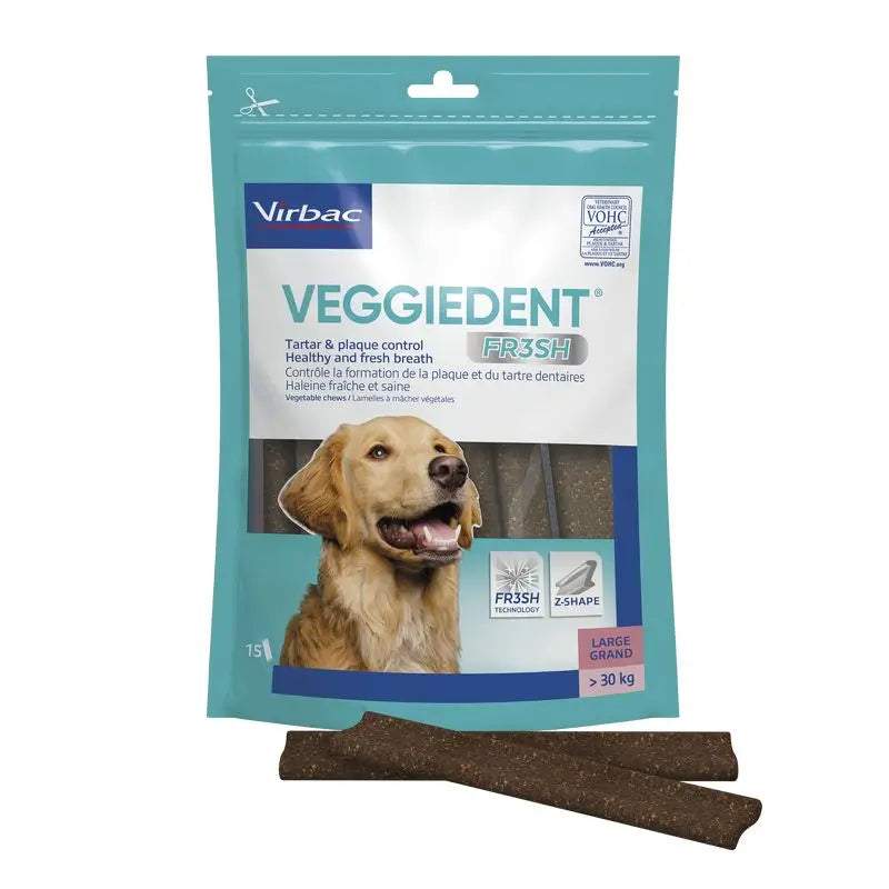 Virbac Veggiedent Fr3sh L, Dental Snacks for Large Breed Dogs