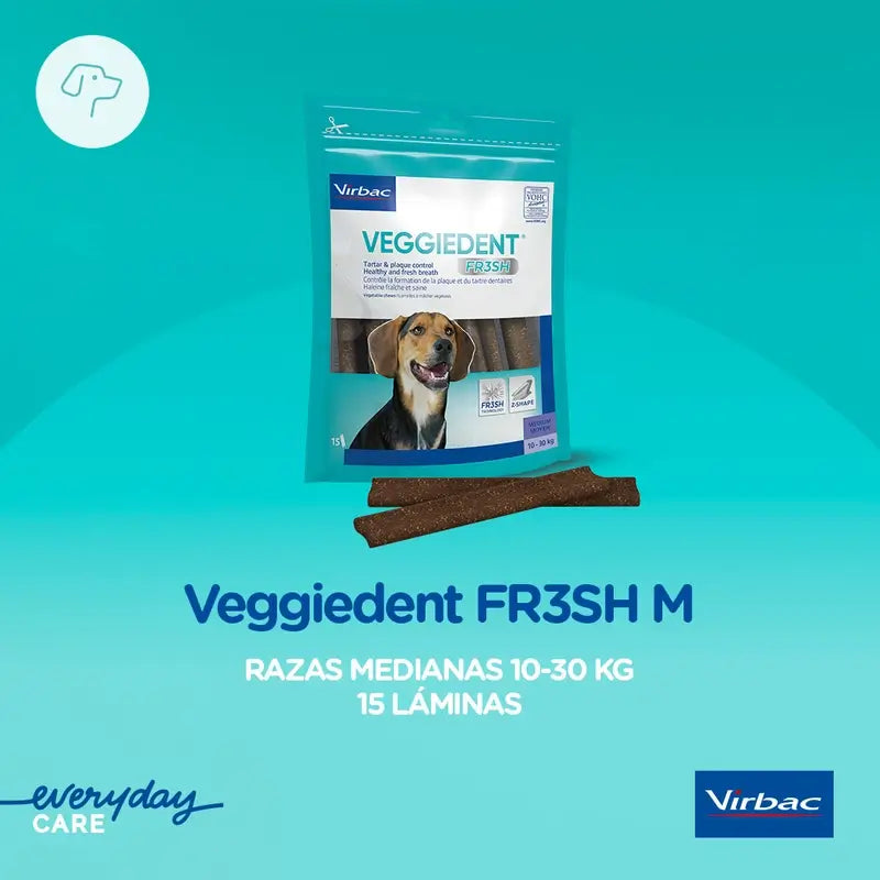 Virbac Veggiedent Fr3sh M, Snack dentale per cani di taglia media