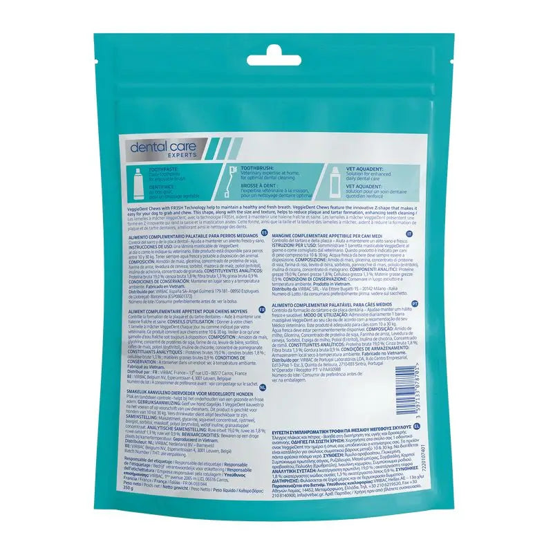 Virbac Veggiedent Fr3sh M, Snack dentale per cani di taglia media