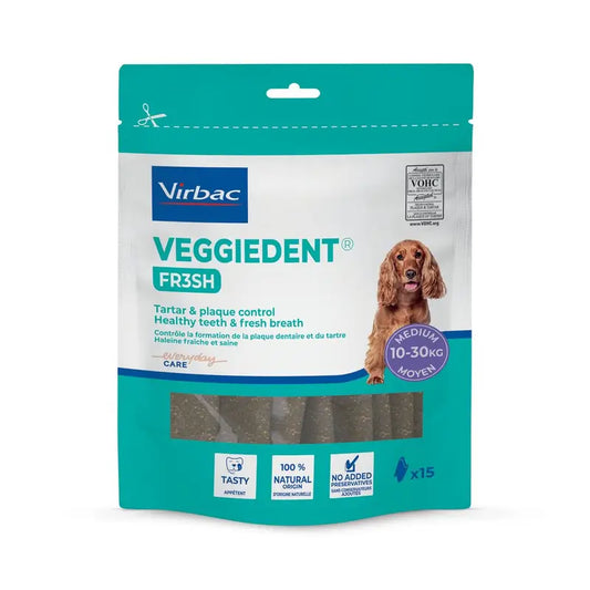 Virbac Veggiedent Fr3sh M, Snack dentale per cani di taglia media