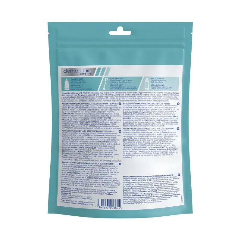 Virbac Veggiedent Fr3sh S, Snack dentale per cani di piccola taglia