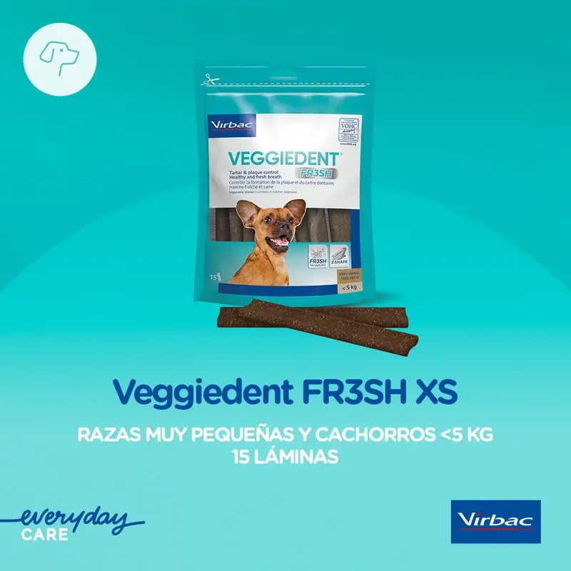 Virbac Veggiedent Fr3sh XS, snack dentali per cani di taglia molto piccola