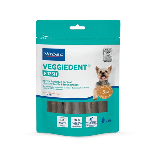 Virbac Veggiedent Fr3sh XS, snack dentali per cani di taglia molto piccola