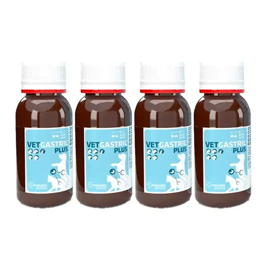 Vetgastril Plus Protettore gastrico per cani e gatti, confezione da 4 x 50 ml