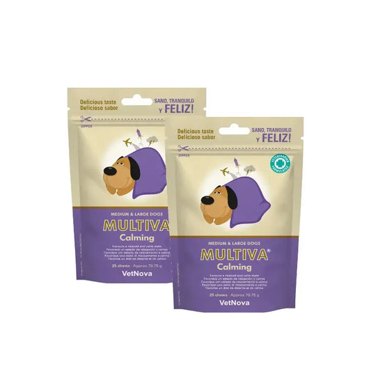 Vetnova Multiva Calming per cani di taglia media e grande, 25 bocconcini, confezione da 2
