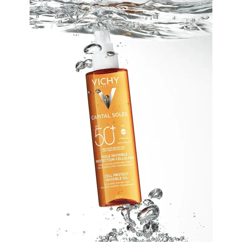 Vichy Capital Soleil Olio Invisibile Cellula Protetta Spf 50+ Protezione Solare, 200 ml