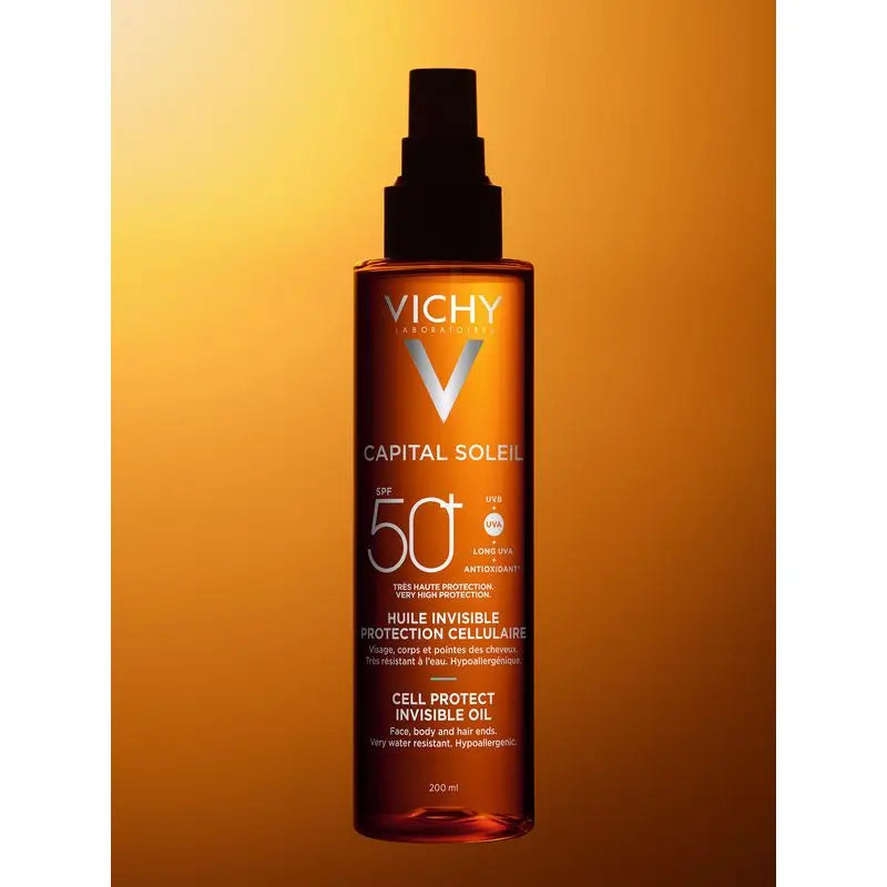 Vichy Capital Soleil Olio Invisibile Cellula Protetta Spf 50+ Protezione Solare, 200 ml