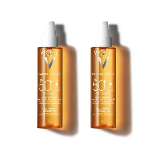 Vichy Capital Soleil Protezione Cellule Invisibili Olio Invisibile Spf 50+ Protezione solare, 2X200 Ml