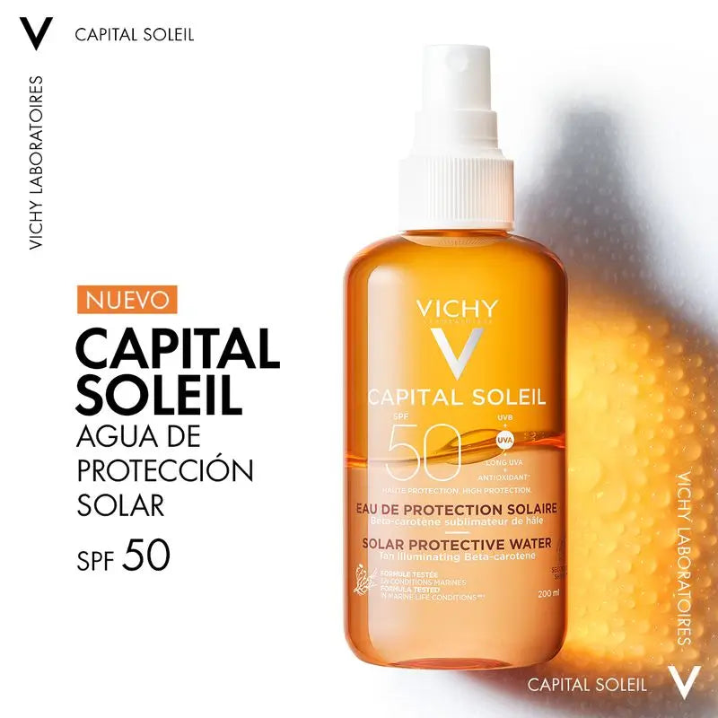 Vichy Capital Soleil Acqua di protezione solare SPF 50 Radiosità, 200 ml