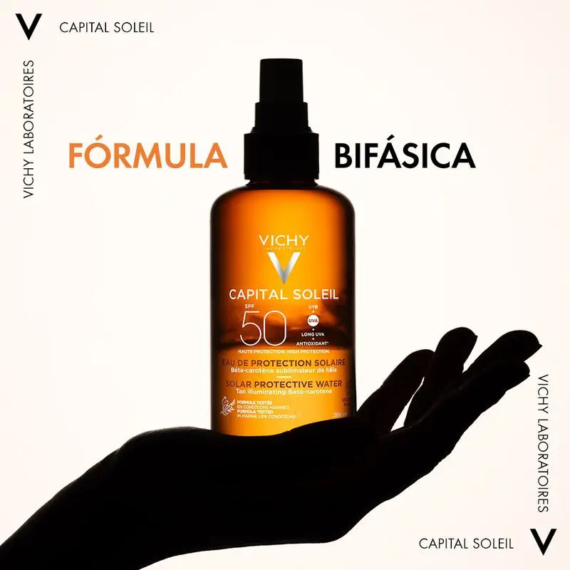 Vichy Capital Soleil Acqua di protezione solare SPF 50 Radiosità, 200 ml