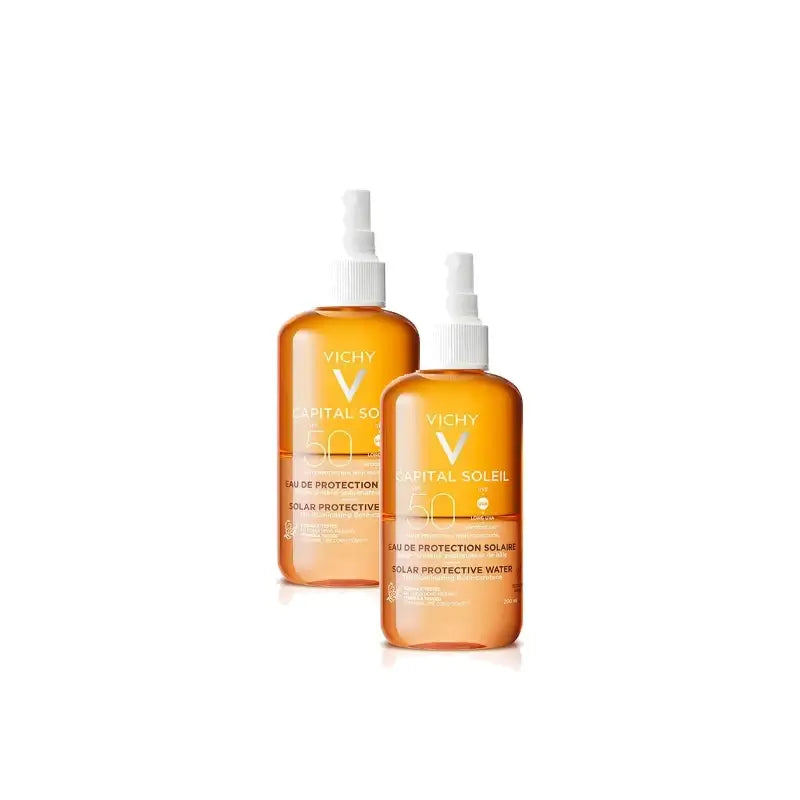 Vichy Capital Soleil Acqua Solare Luminosità SPF50 200 ml, confezione da 2