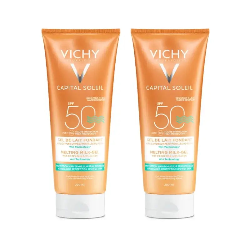 Vichy Capital Soleil Latte Gel Pelle Umida Spf 50, 2X200 Ml