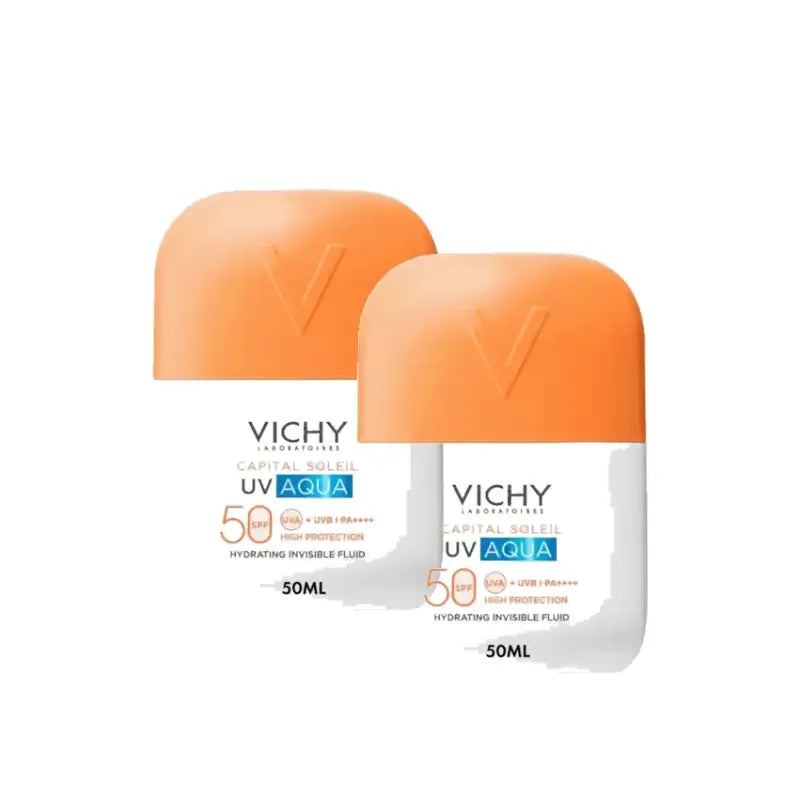 Vichy Capital Soleil UV Aqua Fluido Invisible SPF50 50 ml, confezione da 2
