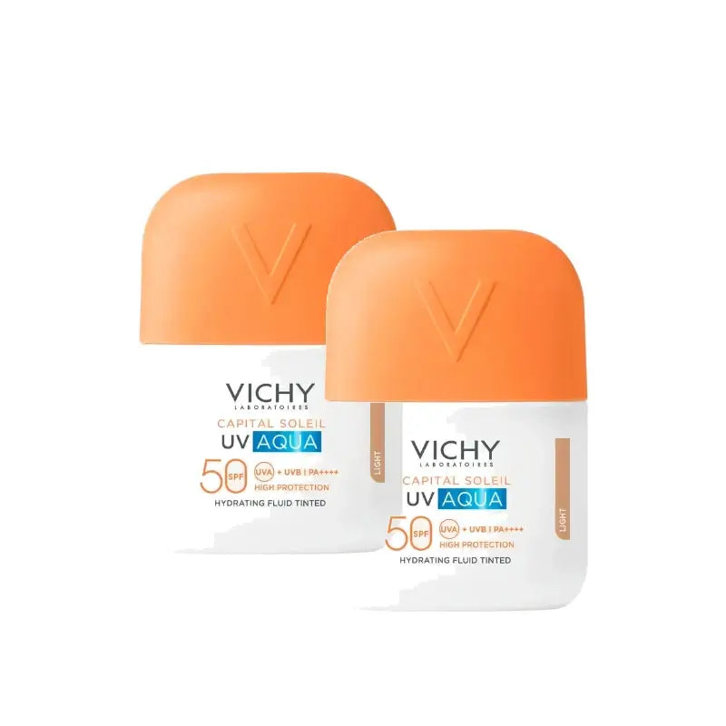 Vichy Capital Soleil UV Aqua Fluido Tonalità Chiara SPF50 50 ml, confezione da 2