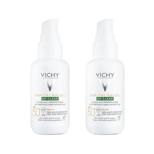 Vichy Capital Soleil Uv Clear Spf50+ Fluido anti-imperfezioni, 2X40 Ml