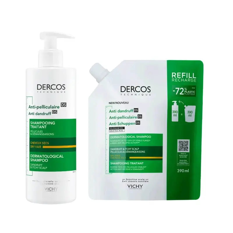Vichy Dercos Shampoo antiforfora per capelli secchi 400ml + ricarica 400ml