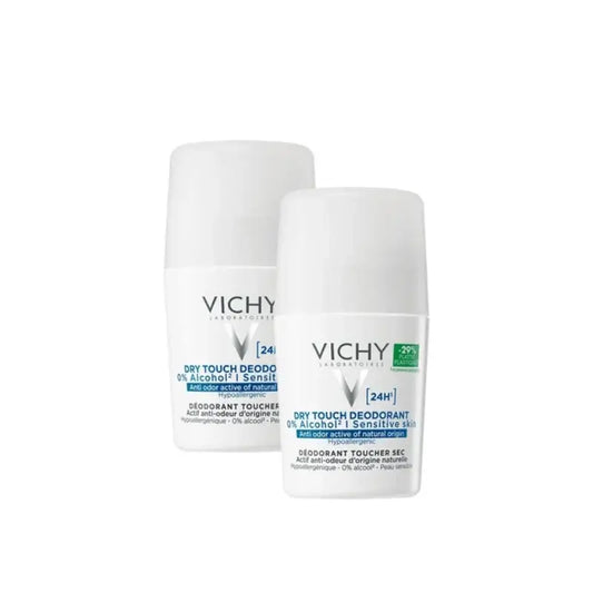 Vichy Deodorante 24 ore a effetto asciutto Roll-On 0% alcol 50 ml, confezione da 2