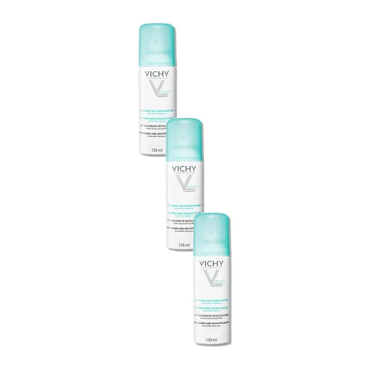 Vichy Deodorante antitraspirante 48 ore in bomboletta spray da 125 ml, confezione da 3