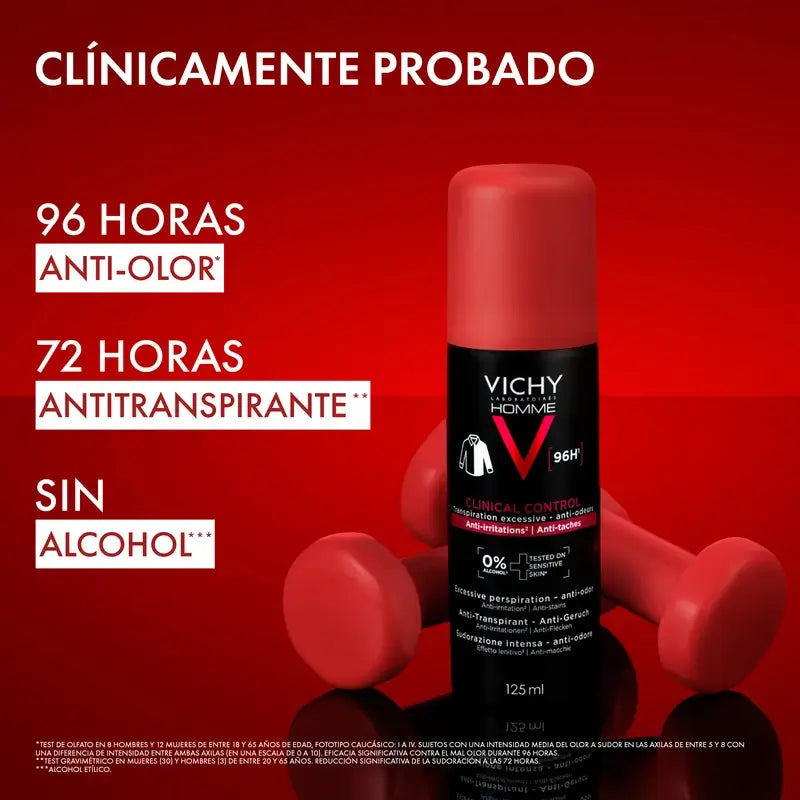 Vichy Homme Clinical Control 96h Deodorante antitraspirante spray, 125 ml
