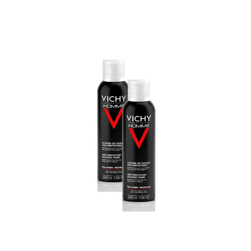 Vichy Homme Schiuma da barba per pelli sensibili 200 ml, confezione da 2