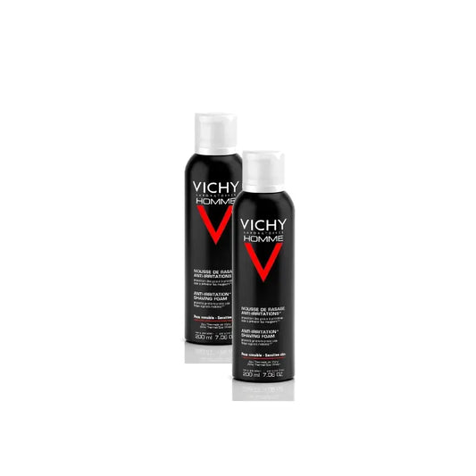 Vichy Homme Schiuma da barba per pelli sensibili 200 ml, confezione da 2