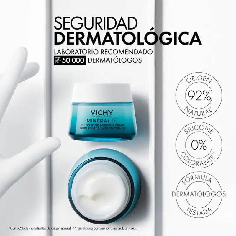 Vichy Minéral 89 Crema Idratante 72H Light, 50 ml