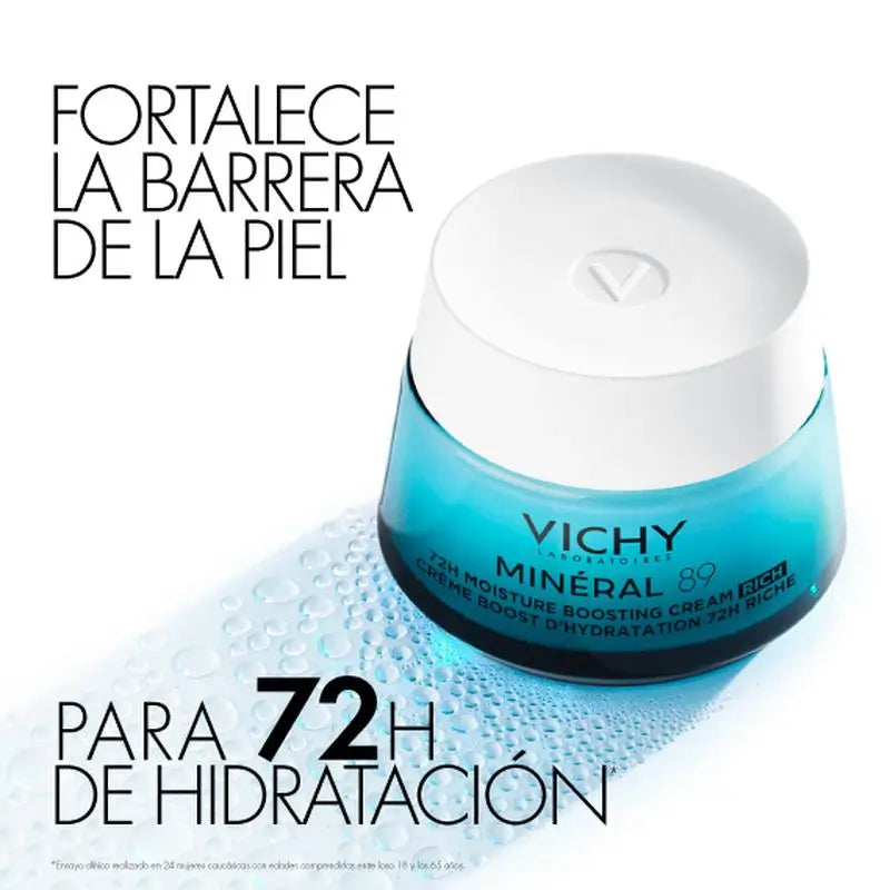 Vichy Minéral 89 Crema Idratante Ricca 72H, 50 ml